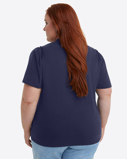 Short Sleeve Easy Knit Top in Navy Nassau Navy - Draper James