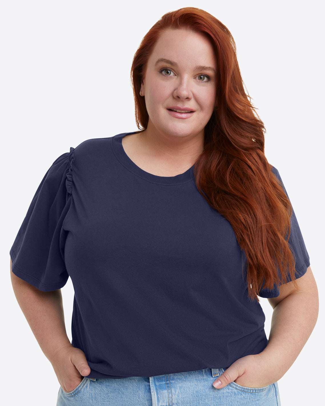 Short Sleeve Easy Knit Top in Navy Nassau Navy - Draper James