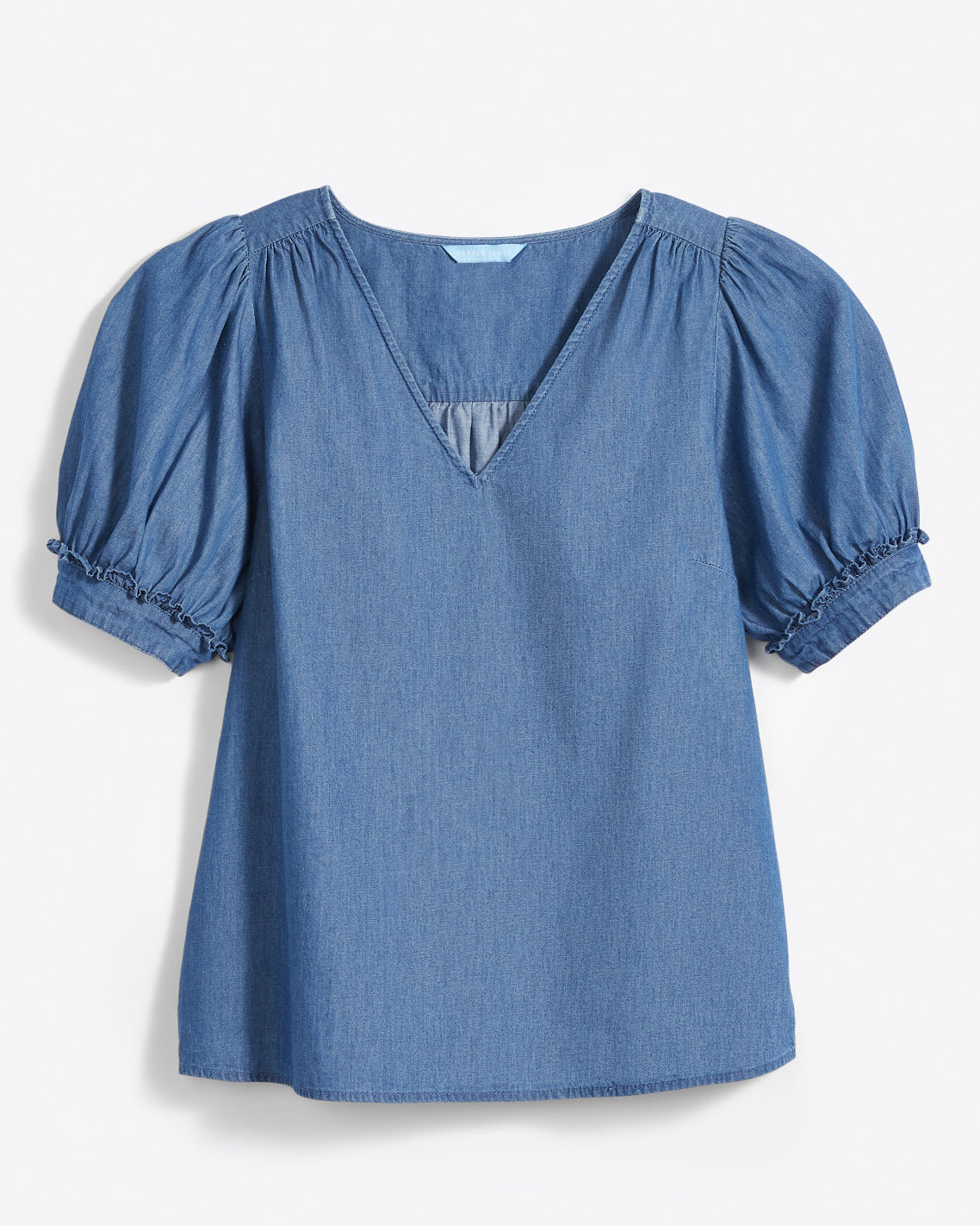 Heidi V-Neck Top in Chambray Medium Wash - Draper James
