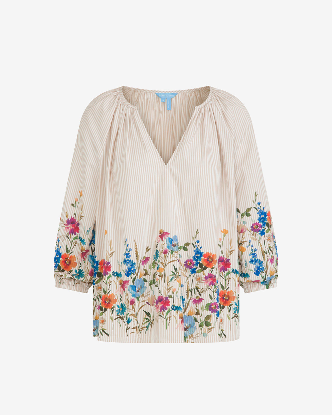 Short Sleeve Top in Summer Blooms Tan - Draper James