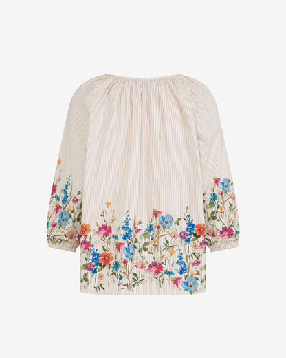 Short Sleeve Top in Summer Blooms Tan - Draper James