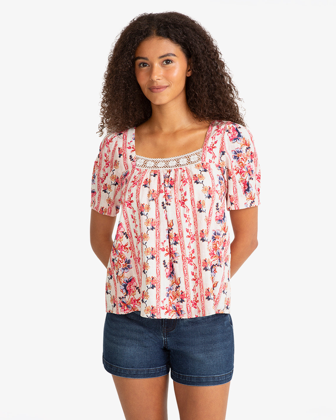 Square Neck Floral Top Fuschia - Draper James
