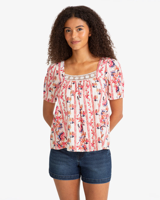 Square Neck Floral Top Fuschia - Draper James