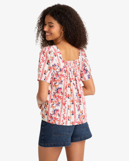 Square Neck Floral Top Fuschia - Draper James