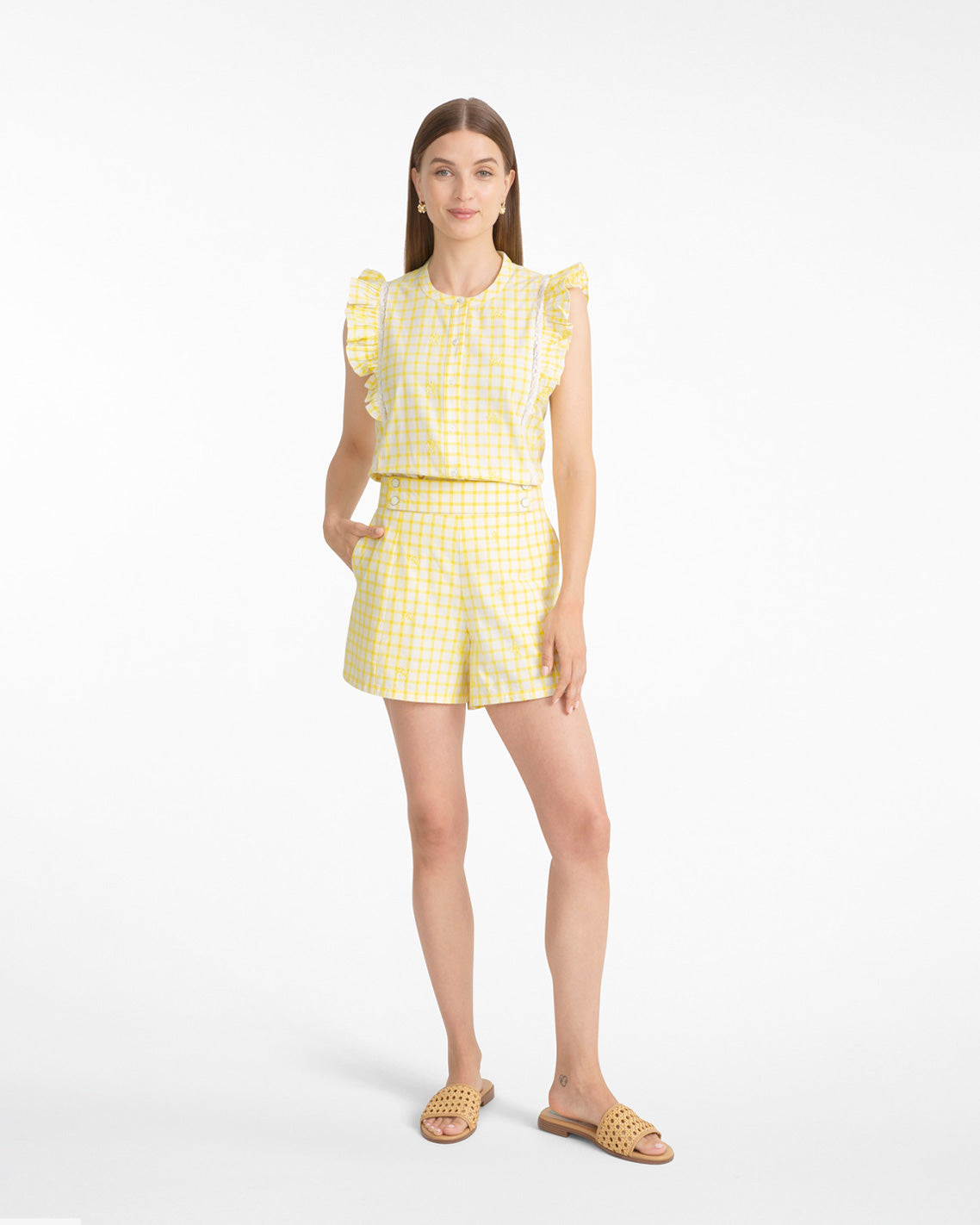 Grid Print Top Yellow - Draper James