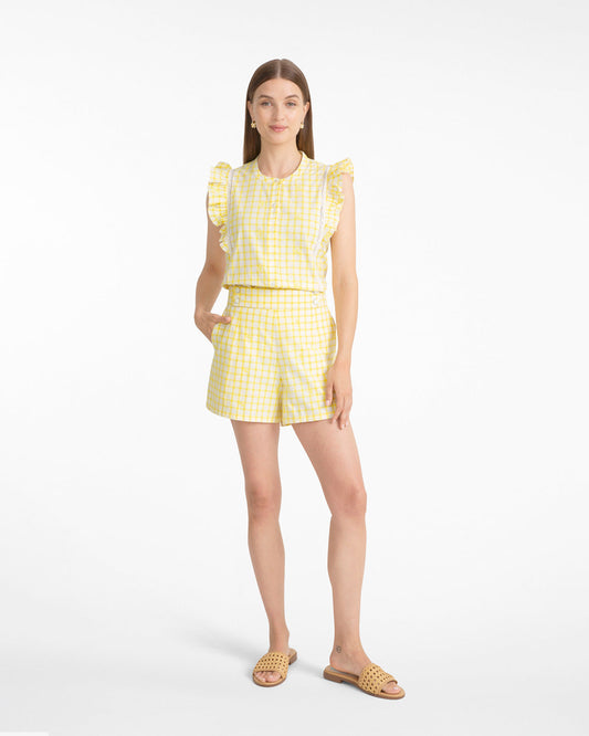 Grid Print Top Yellow - Draper James