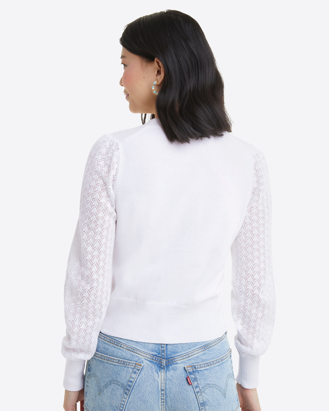 Button Front Cardigan in White Magnolia White - Draper James