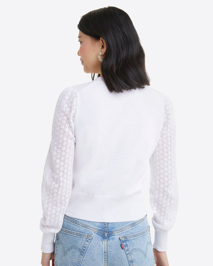 Button Front Cardigan in White Magnolia White - Draper James