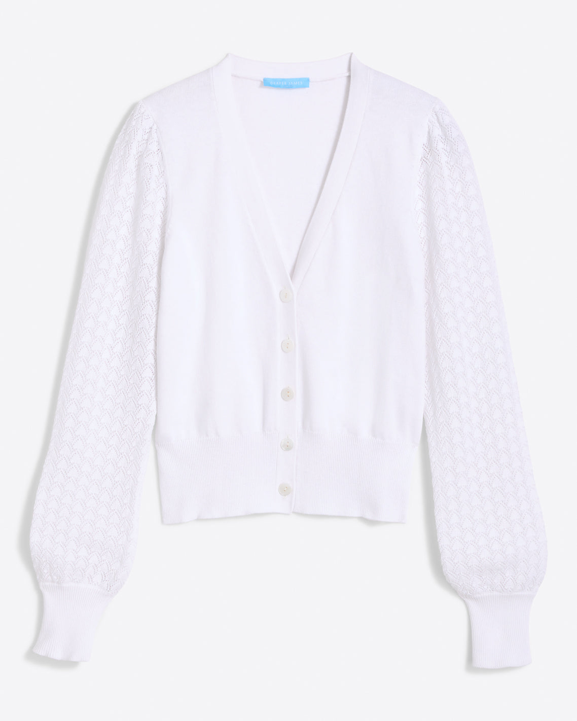 Button Front Cardigan in White Magnolia White - Draper James