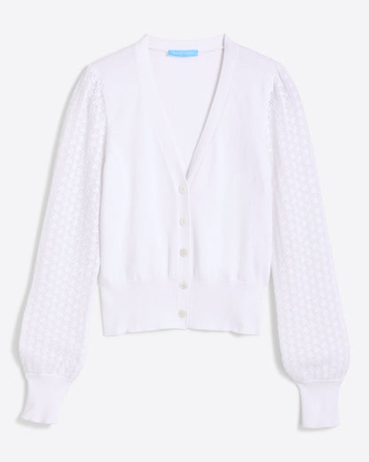 Button Front Cardigan in White Magnolia White - Draper James