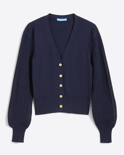 Button Front Cardigan in Navy Nassau Navy - Draper James