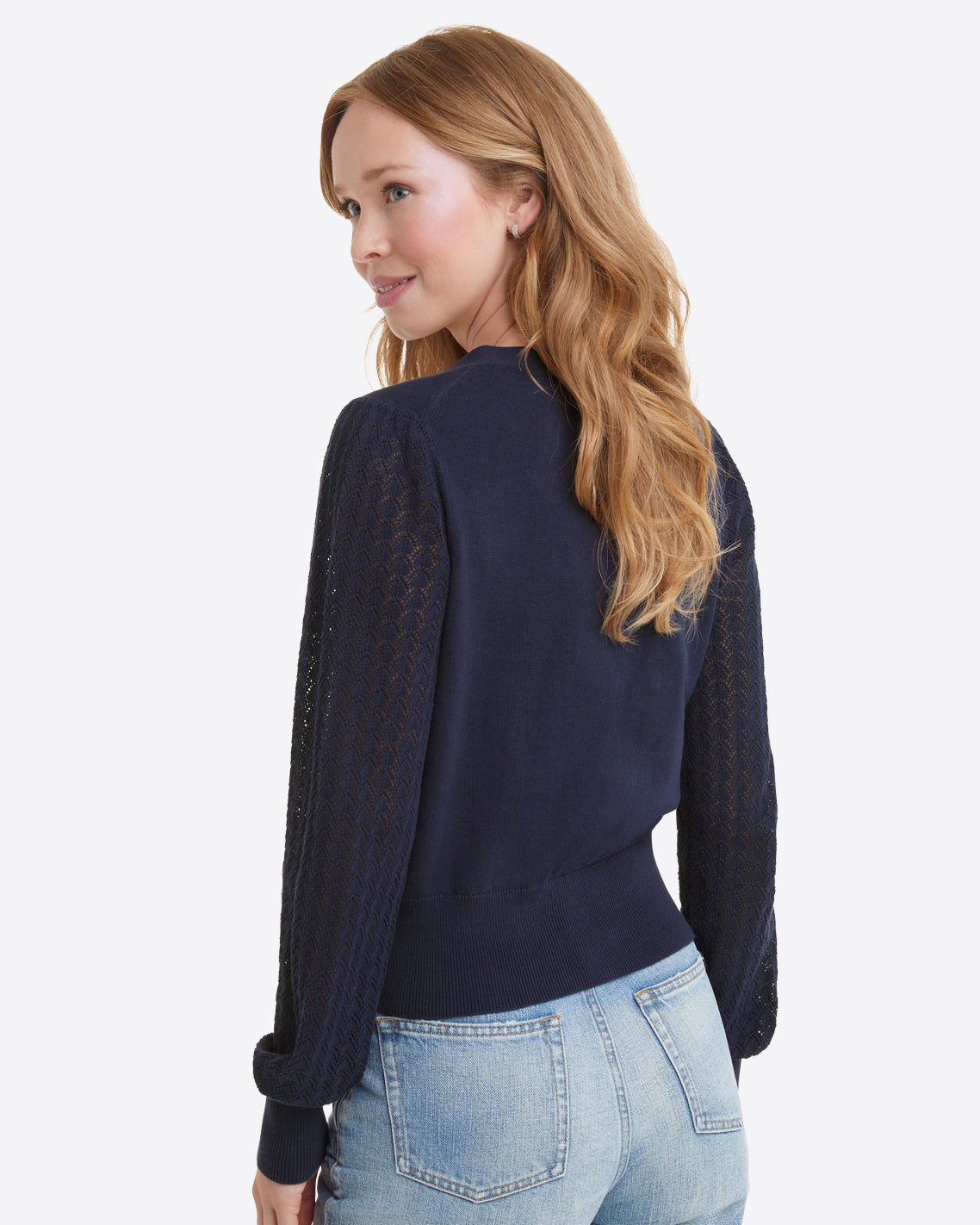 Button Front Cardigan in Navy Nassau Navy - Draper James