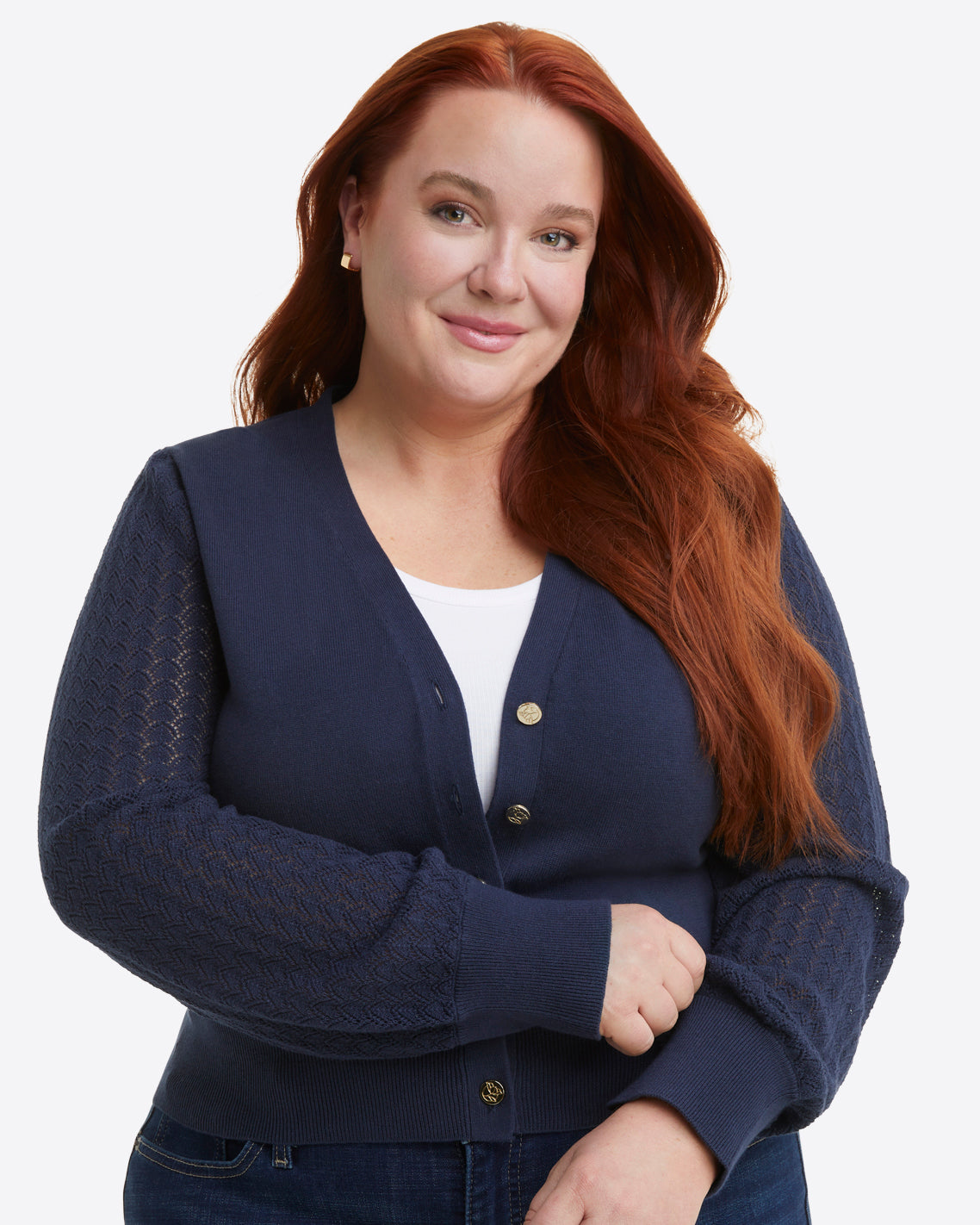 Button Front Cardigan in Navy Nassau Navy - Draper James