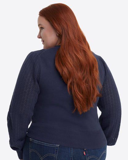 Button Front Cardigan in Navy Nassau Navy - Draper James