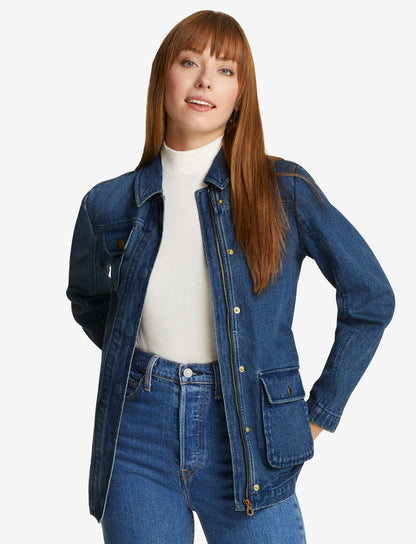 Field Jacket in Dark Wash Denim Dark Wash - Draper James