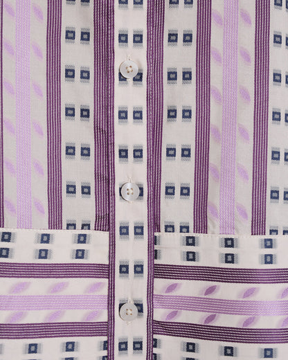 Short Sleeve Cropped Button Down | Tops by Draper James Dotted Stripes Jacquard - Draper James