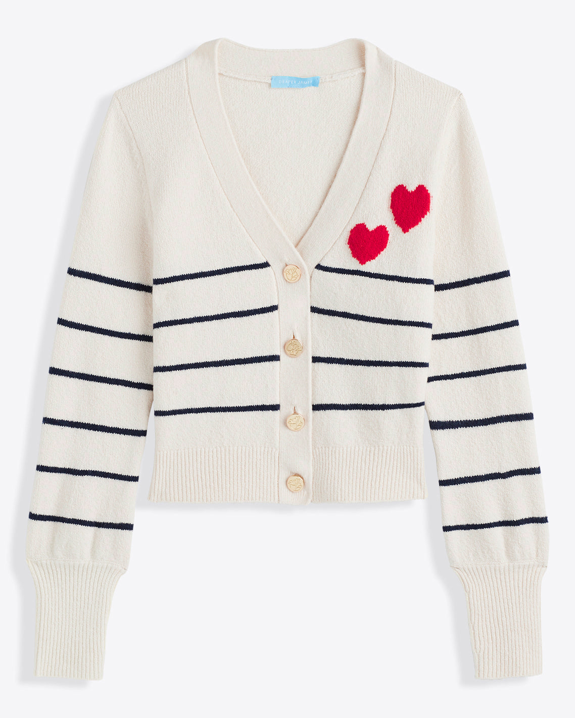 Stripe Heart Cardigan Magnolia White Multi - Draper James