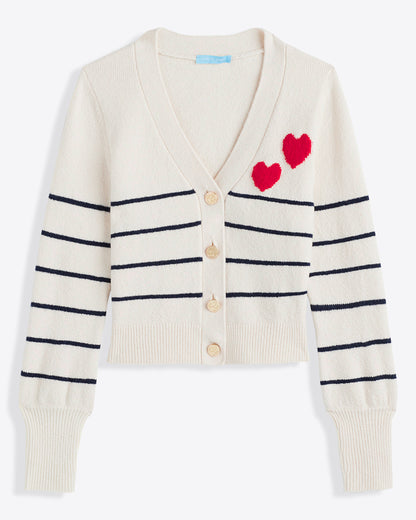 Stripe Heart Cardigan Magnolia White Multi - Draper James