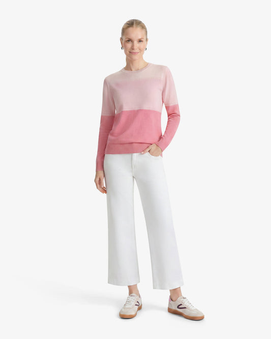 Colorblock Crewneck Sweater – Original Pink - Draper James