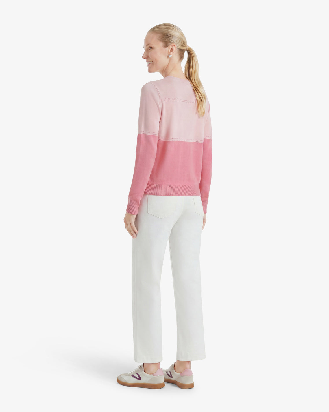 Colorblock Crewneck Sweater – Original Pink - Draper James