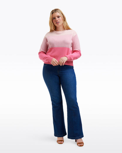 Colorblock Crewneck Sweater – Original Pink - Draper James