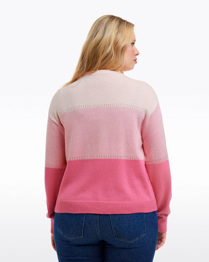 Colorblock Crewneck Sweater – Original Pink - Draper James