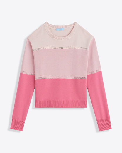 Colorblock Crewneck Sweater – Original Pink - Draper James