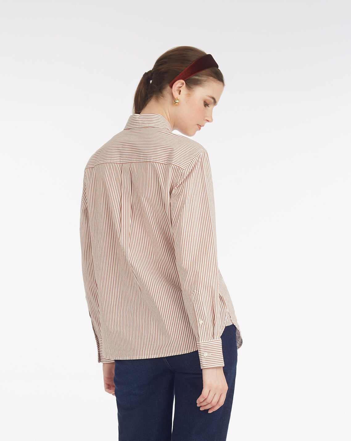 Long-Sleeve Button Down in Rust Stripe Rust - Draper James