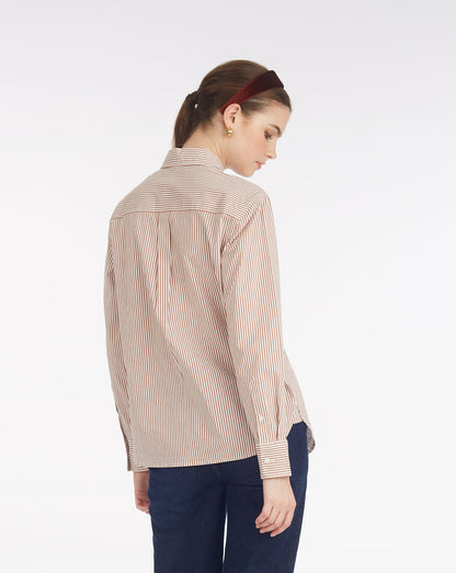 Long-Sleeve Button Down in Rust Stripe Rust - Draper James