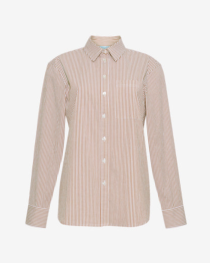 Long-Sleeve Button Down in Rust Stripe Rust - Draper James