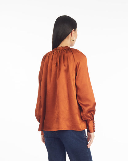 Long-Sleeve Top in Gingerbread Brown - Draper James