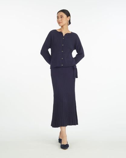Luxe Cropped Rib Cardigan – Classic Nassau Navy - Draper James