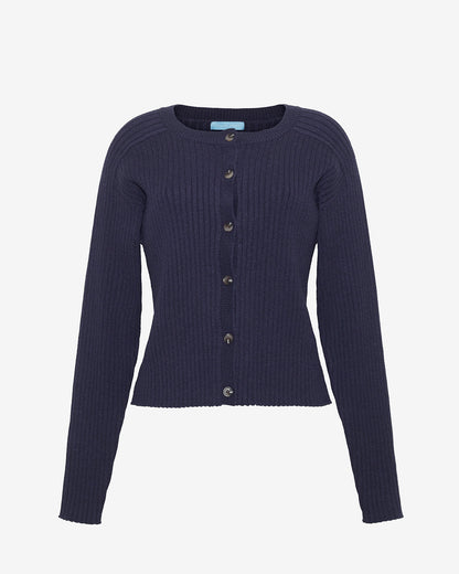 Luxe Cropped Rib Cardigan – Classic Nassau Navy - Draper James