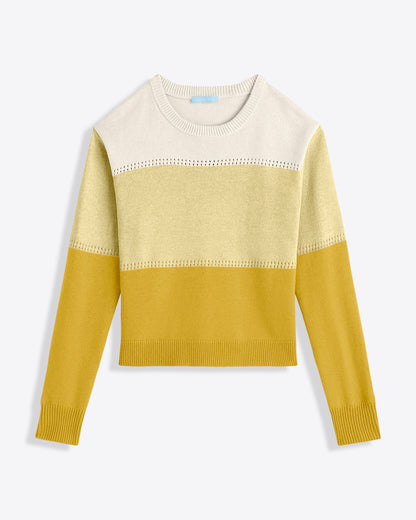 Colorblock Crewneck Sweater – Alternate Colorway Yellow - Draper James