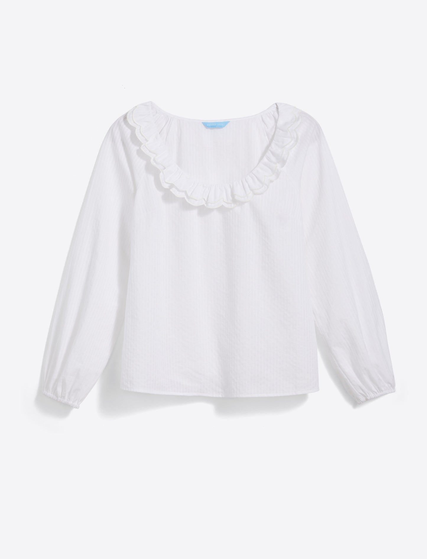 Reyna Long-Sleeve Top in Textured Shirting Stripe White Shirting Stripe - Draper James