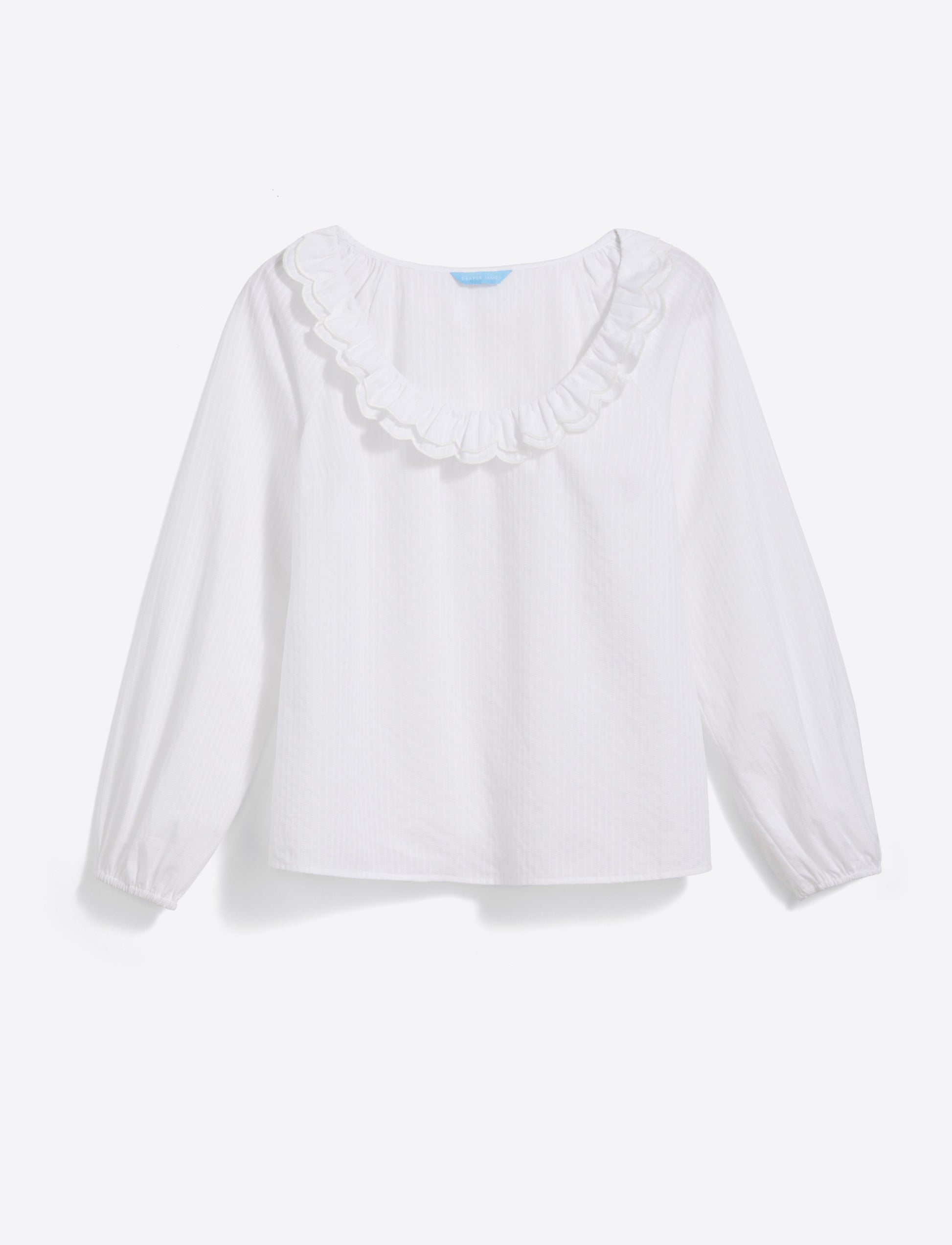 Reyna Long-Sleeve Top in Textured Shirting Stripe White Shirting Stripe - Draper James
