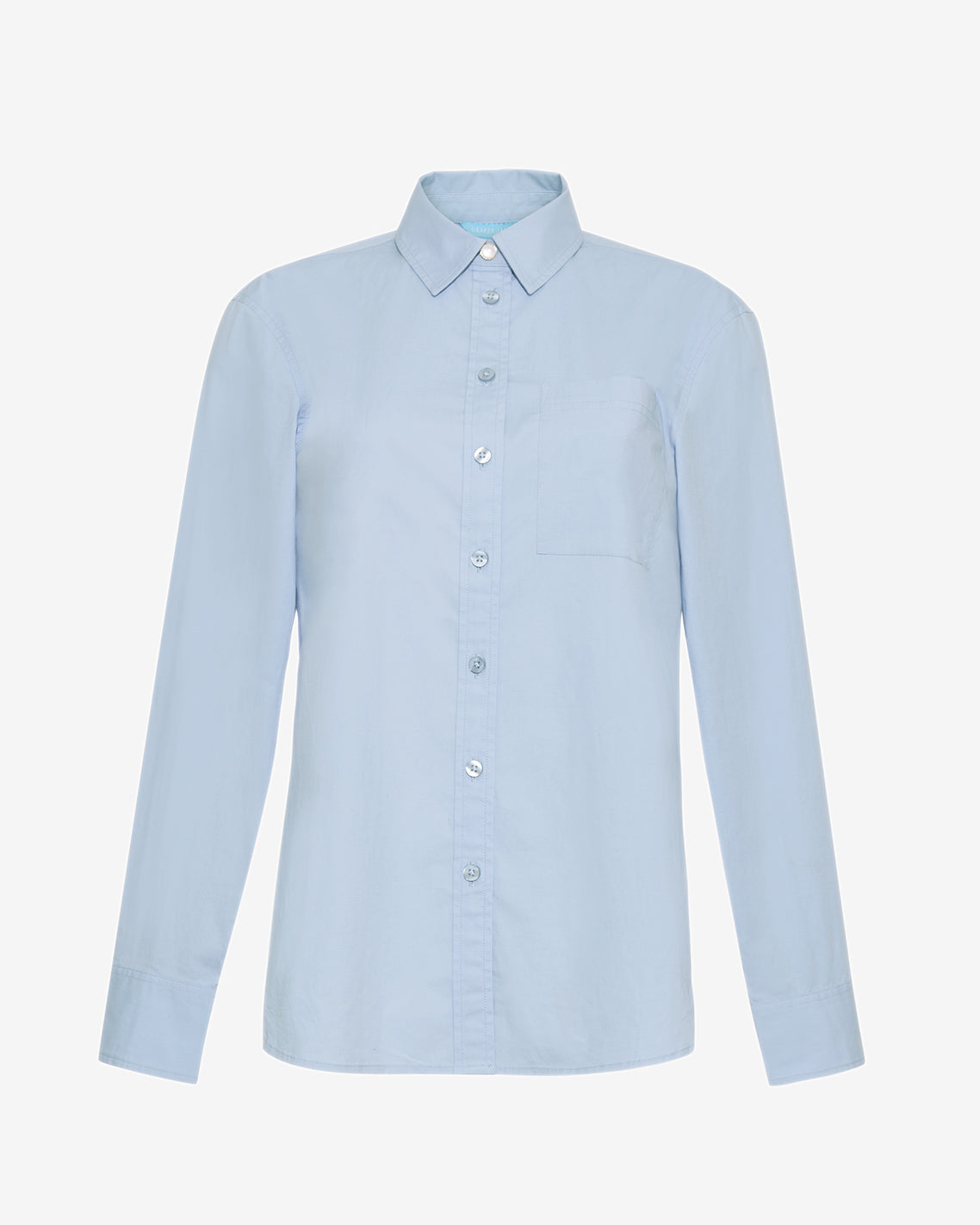 Long-Sleeve Button Down in Cotton Poplin Light Blue - Draper James