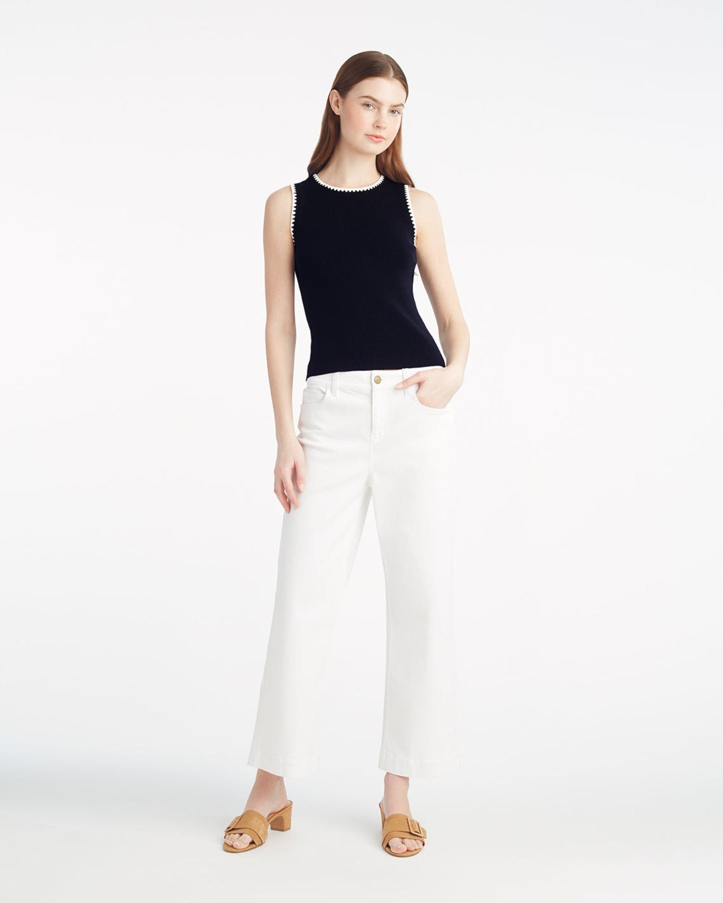 Sweater Tank in Print | Women's Knit Tops Belle Meade Black - Draper James