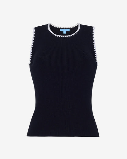 Sweater Tank in Print | Women's Knit Tops Belle Meade Black - Draper James
