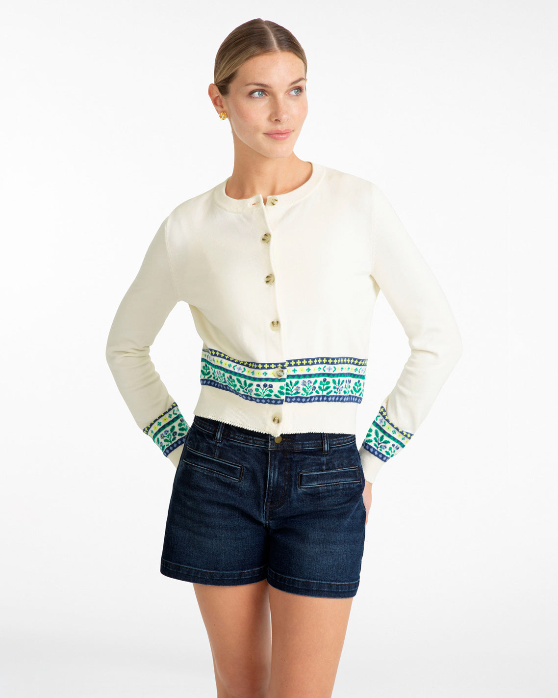 Printed Cardigan | Women's Knit Cardigans by Draper James Blue Multi - Draper James