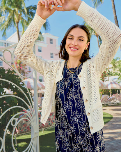 Open Weave Cardigan Beige - Draper James