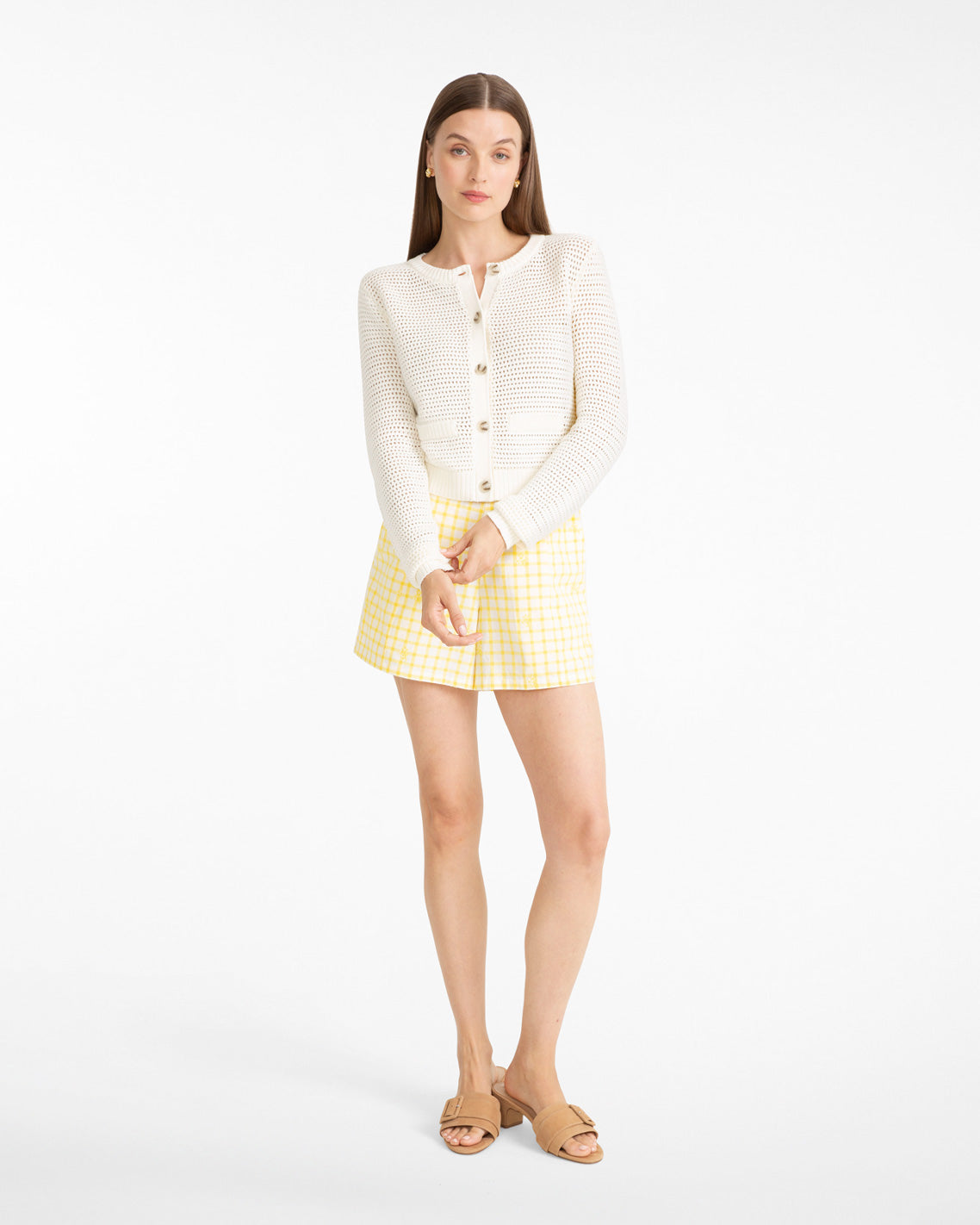 Open Weave Cardigan Beige - Draper James