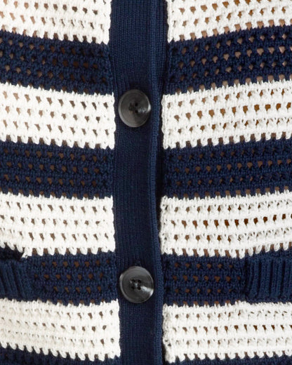 Blue & White SS Cardigan Nassau Navy Multi - Draper James