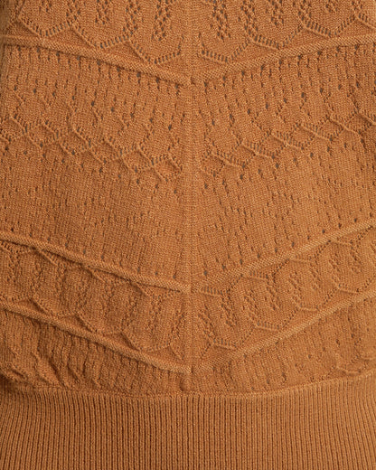 Long-Sleeve Pointelle Sweater in Ivory Brown - Draper James