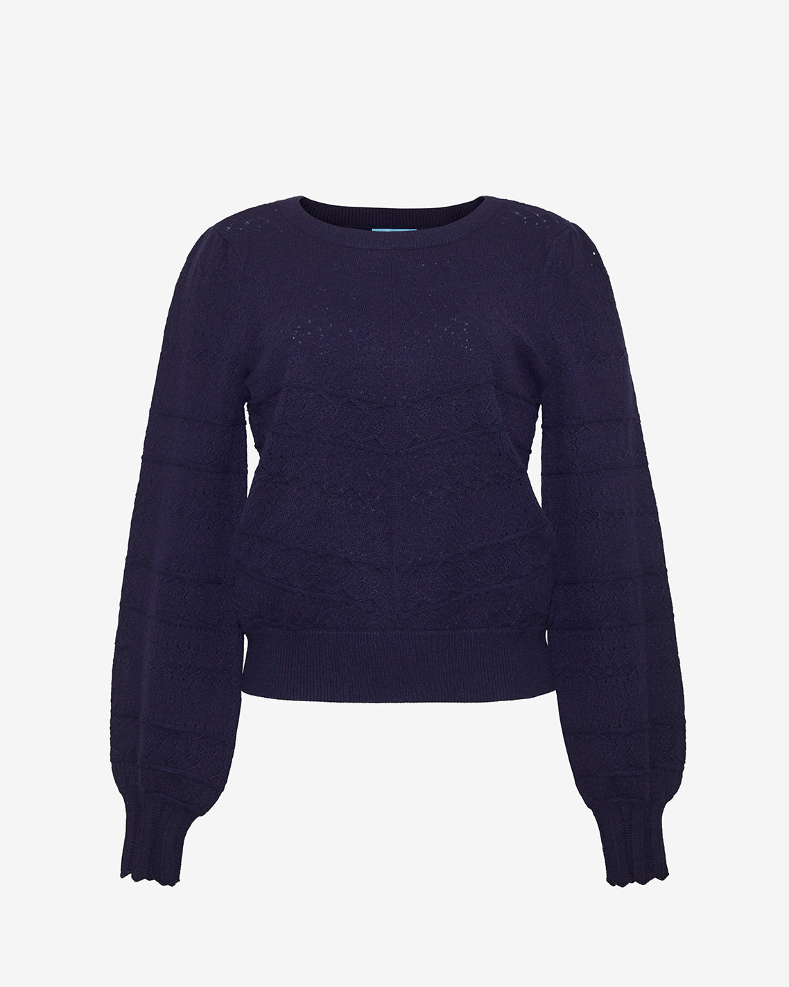 Long-Sleeve Pointelle Sweater in Blush Nassau Navy - Draper James