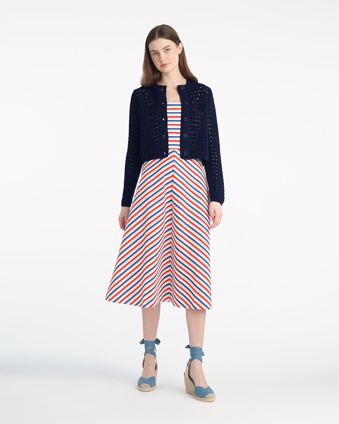 Crochet Sweater Cardigan in Nassau Navy Nassau Navy - Draper James