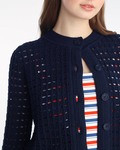 Crochet Sweater Cardigan in Nassau Navy Nassau Navy - Draper James