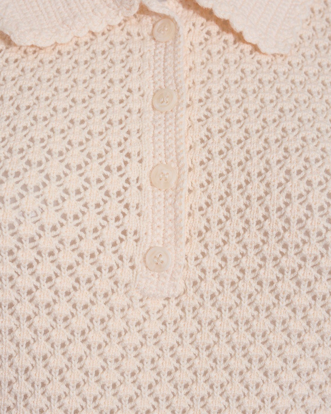 Sweater Polo with Scalloped Collar Beige - Draper James