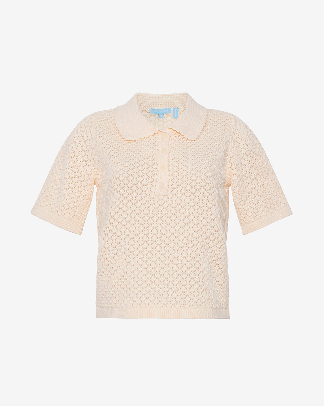 Sweater Polo with Scalloped Collar Beige - Draper James