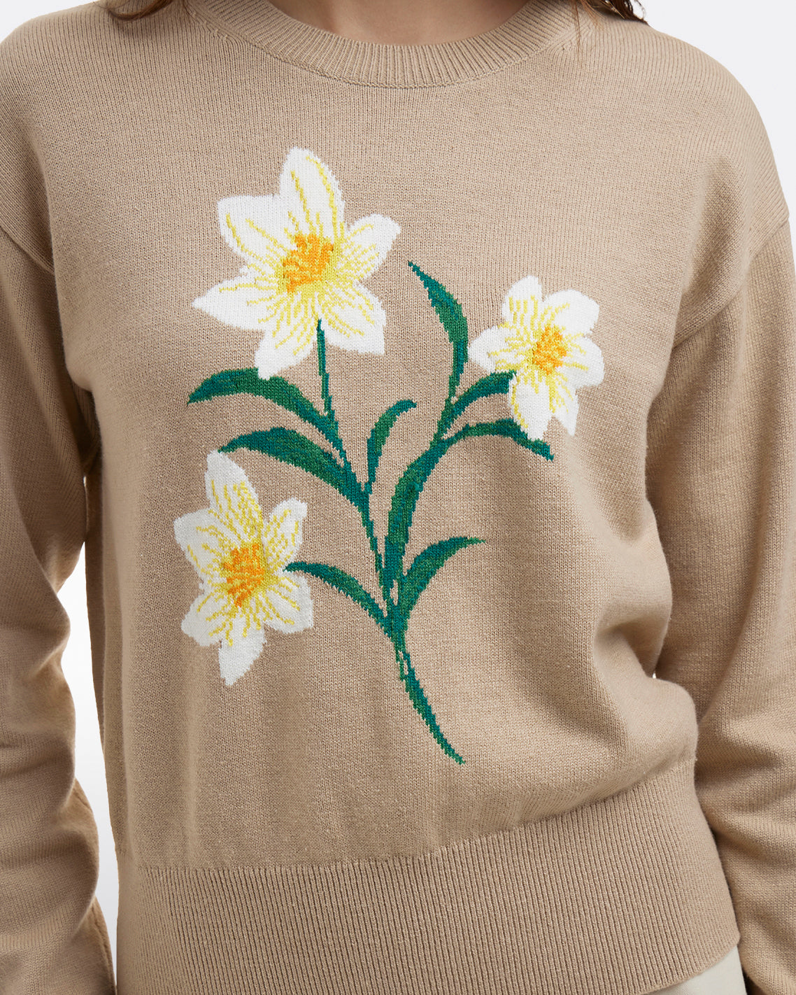 Daffodil Crewneck Sweater Brown - Draper James